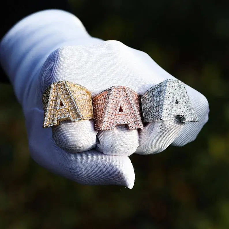 A-Z Fully Loaded Initial Iced Out Diamond Ring