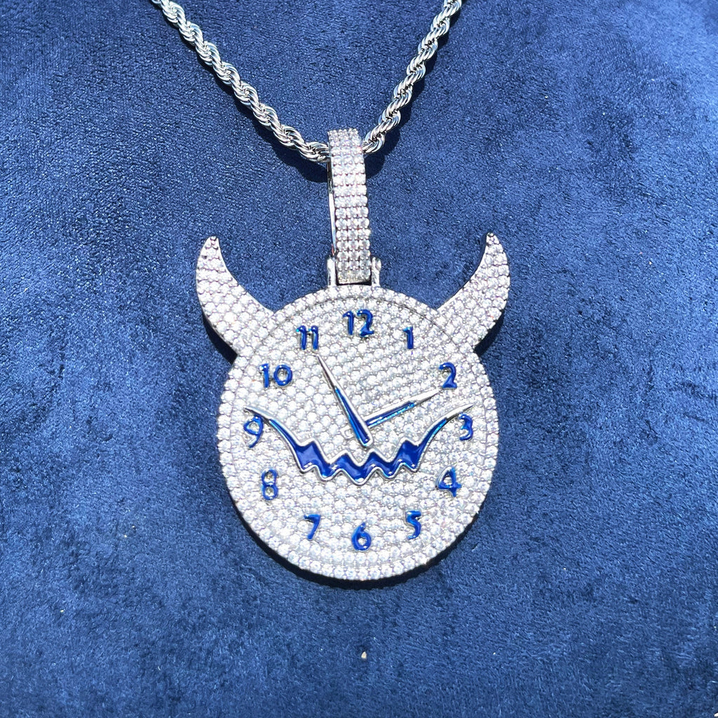 Demon Time Iced Out Diamond Pendant Necklace