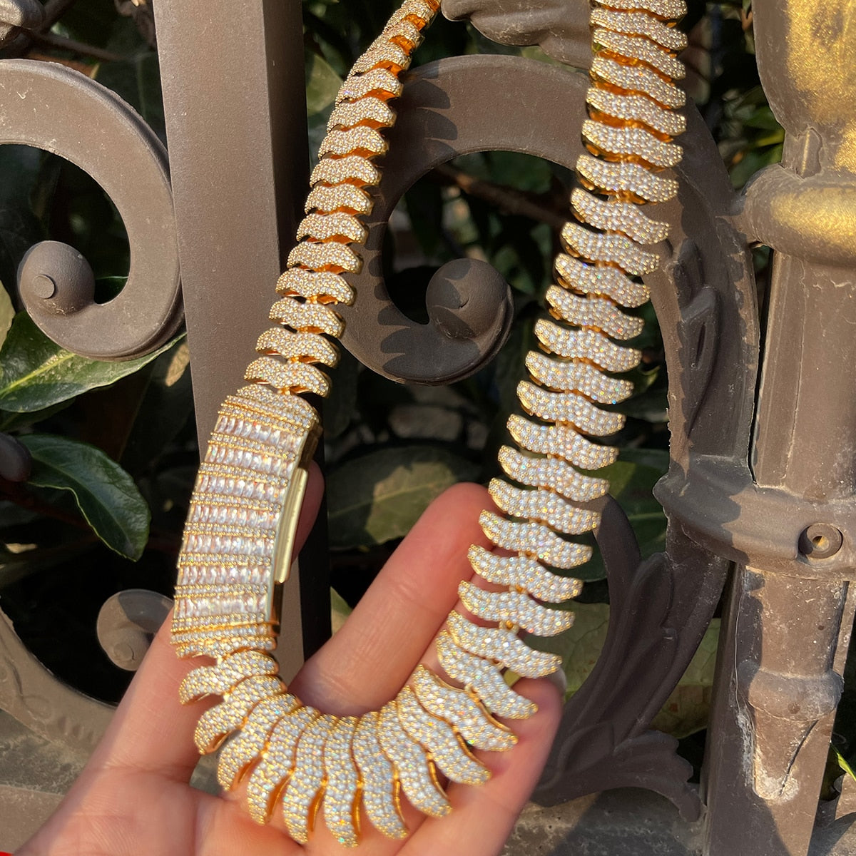 20MM Boomerang Link Iced Out Diamond Necklace Chain