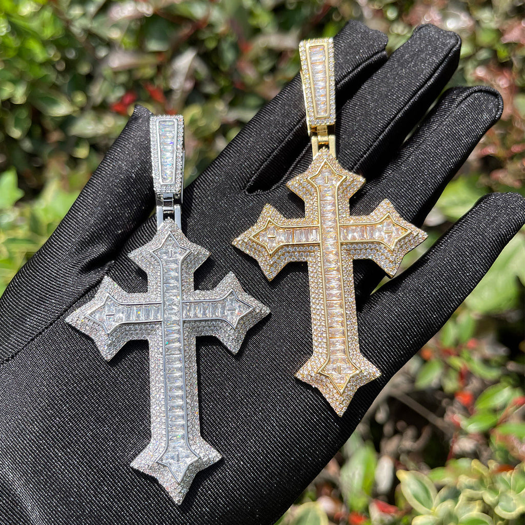 Eternal Ice Cross Iced Out Diamond Pendant Necklace