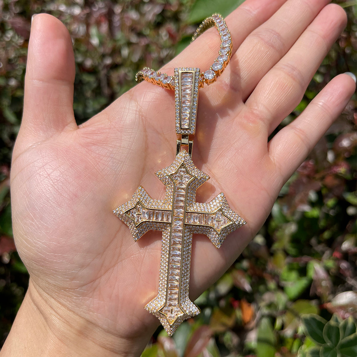 Eternal Ice Cross Iced Out Diamond Pendant Necklace