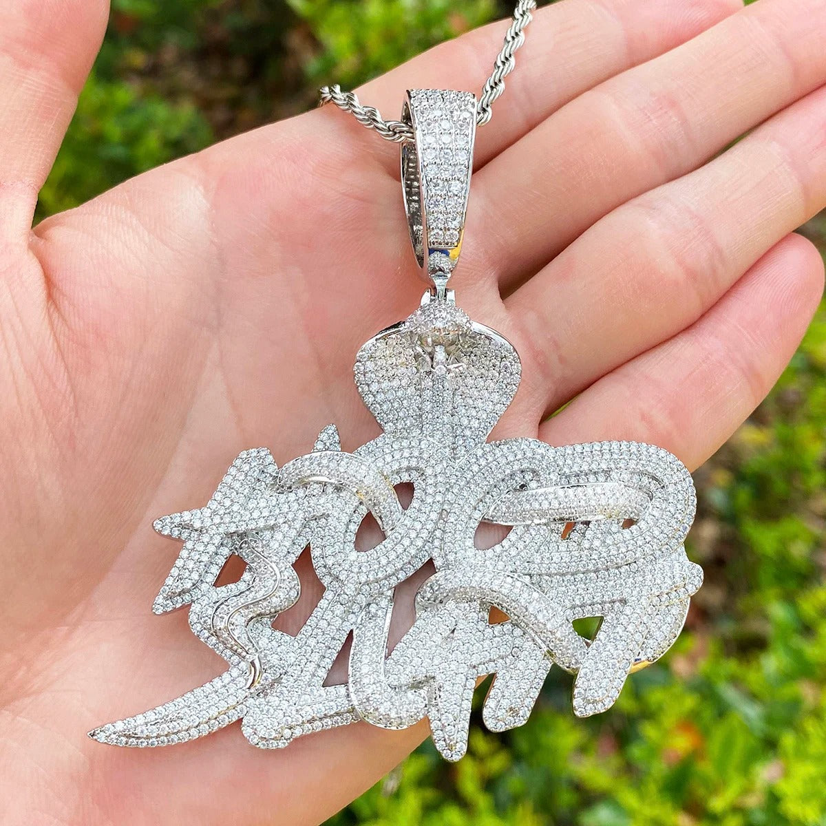 Cobra Hood Slatt Iced Out Diamond Pendant Necklace