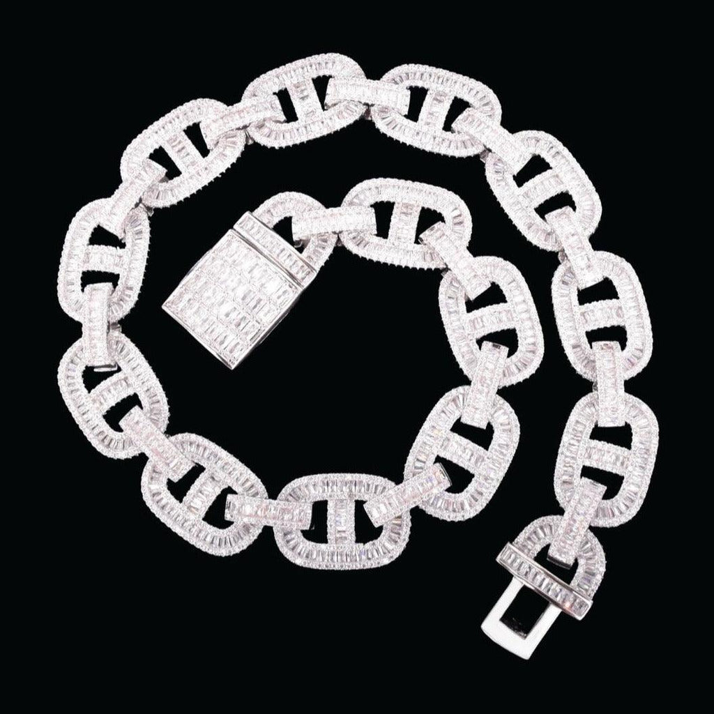 14MM Baguette Miami Cuban Link Iced Out Diamond Necklace Chain
